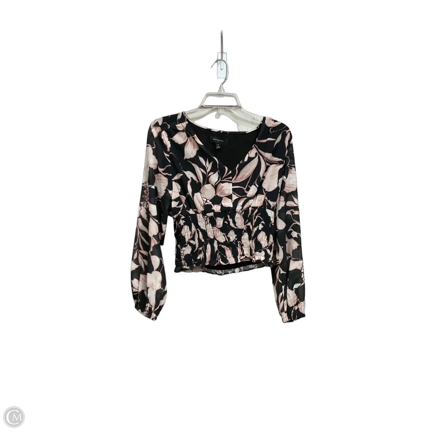 Top Long Sleeve By Banana Republic In Black & Pink, Size: S