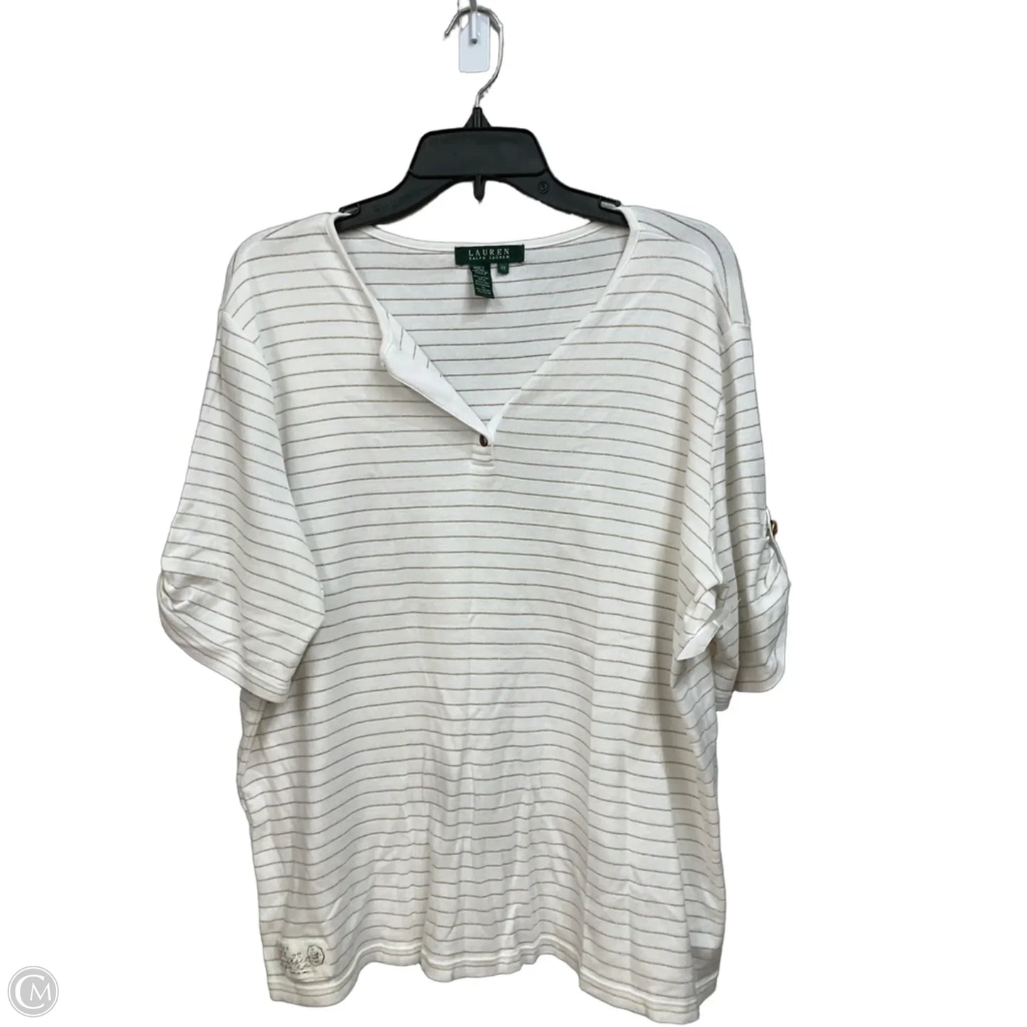 Top Short Sleeve By Lauren By Ralph Lauren In Striped Pattern, Size: 2x