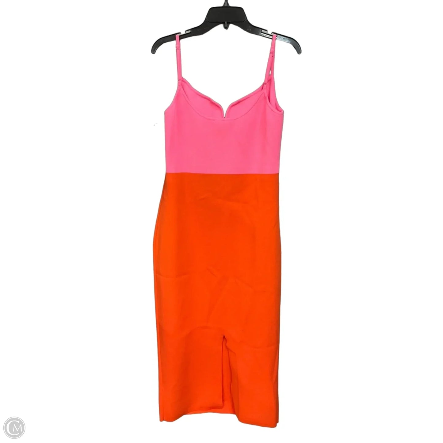 Dress Casual Midi By Express In Orange & Pink, Size: L