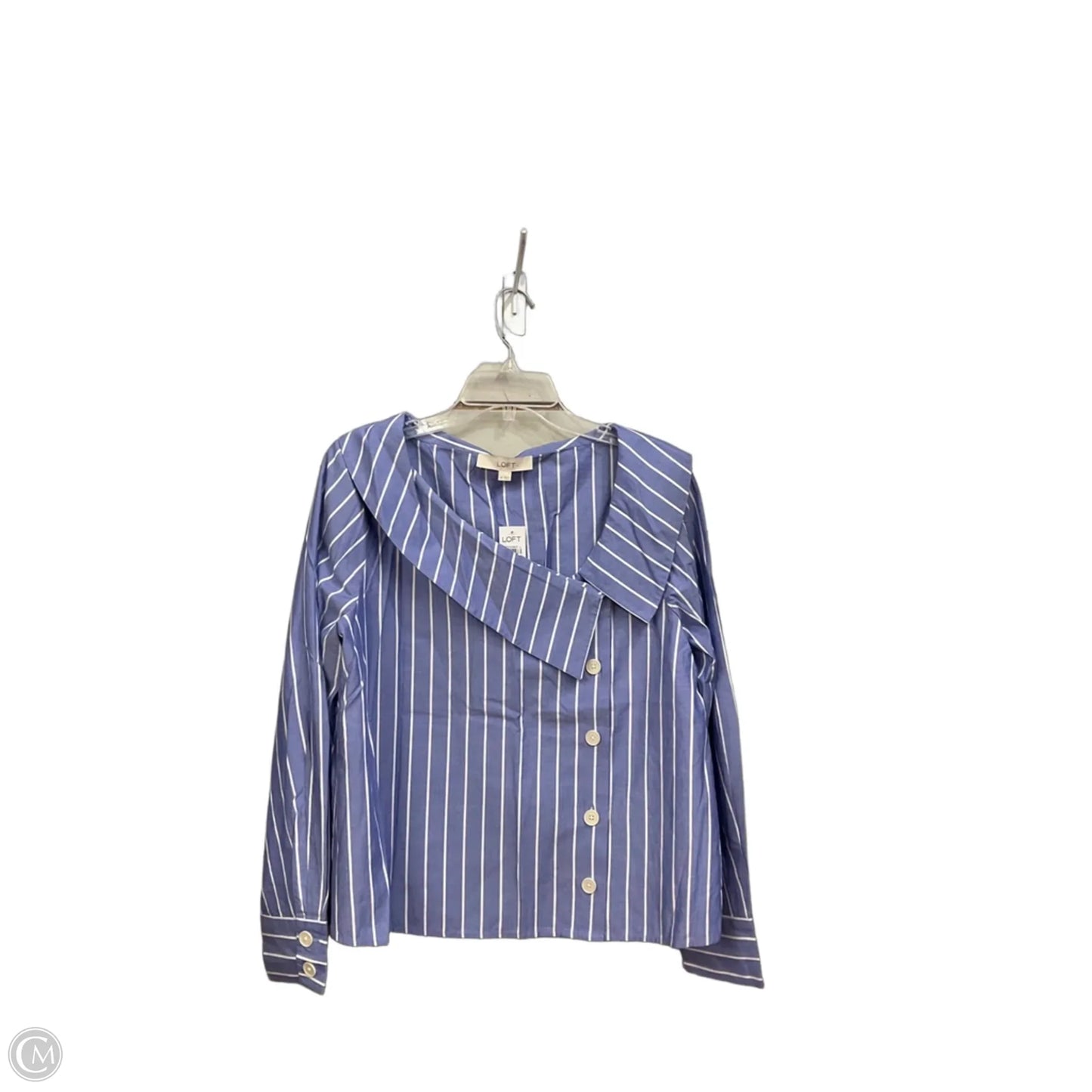 Blouse Long Sleeve By Loft In Striped Pattern, Size: M