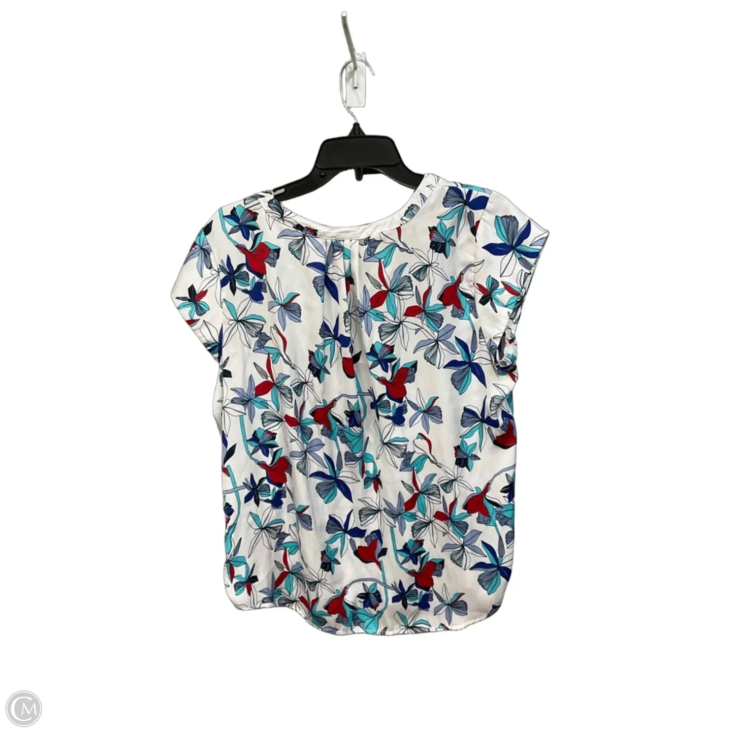 Blouse Short Sleeve By Liz Claiborne In Floral Print, Size: L