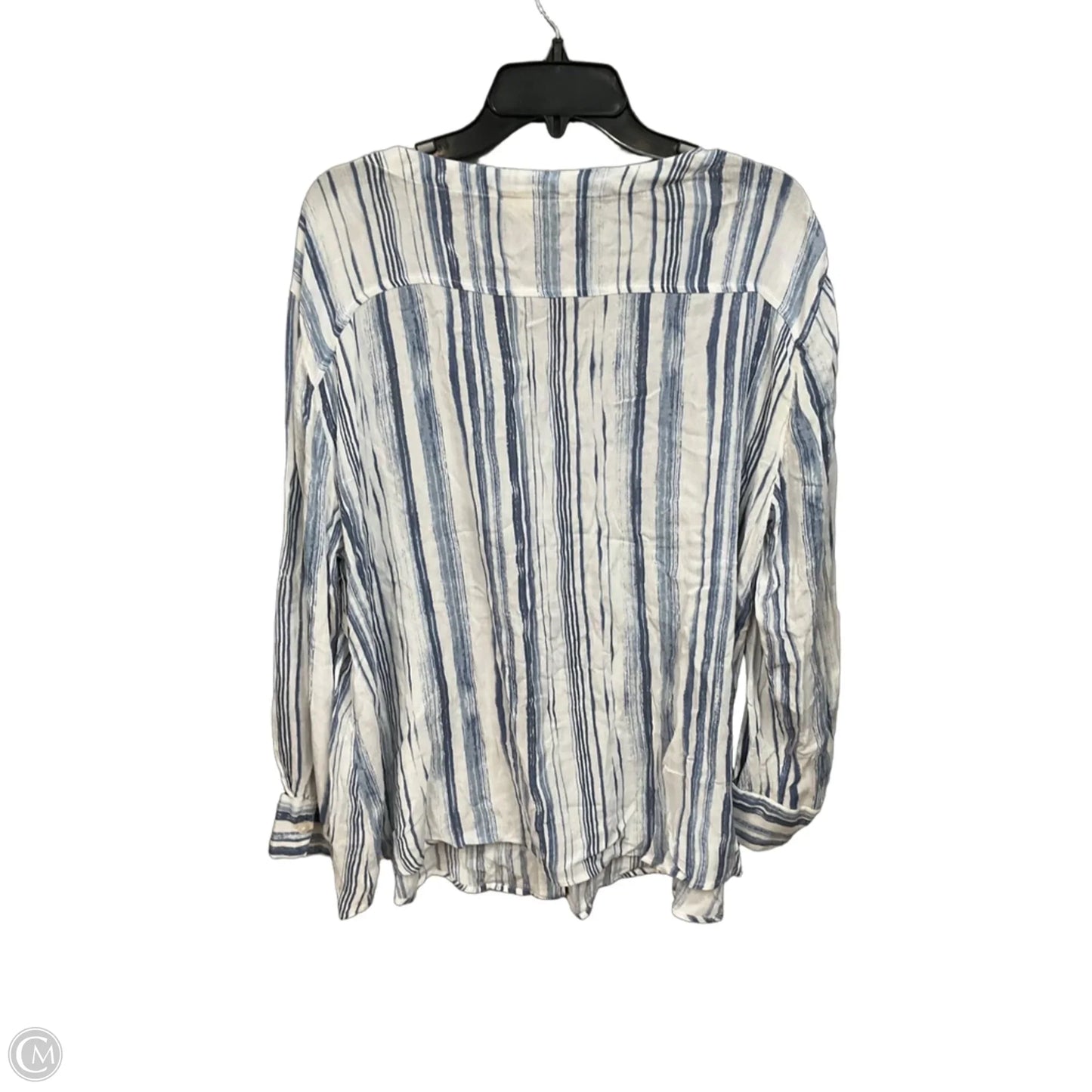Blouse Long Sleeve By Style And Company In Blue & White, Size: L