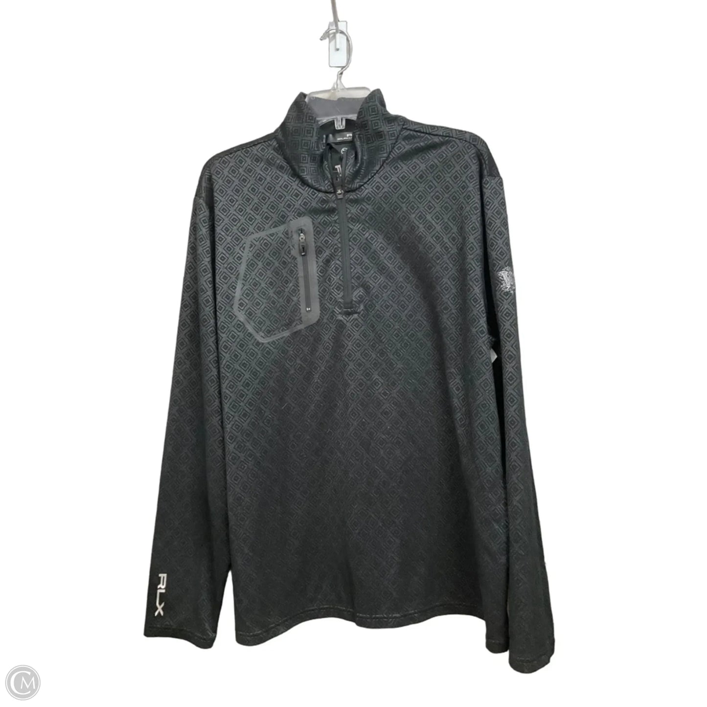 Athletic Top Long Sleeve Collar By Rlx In Black & Grey, Size: Xl