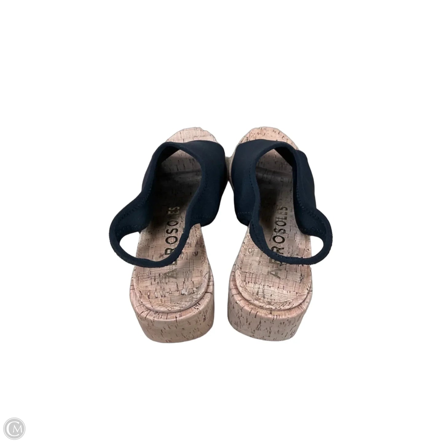 Sandals Heels Wedge By Aerosoles In Black & Tan, Size: 8.5