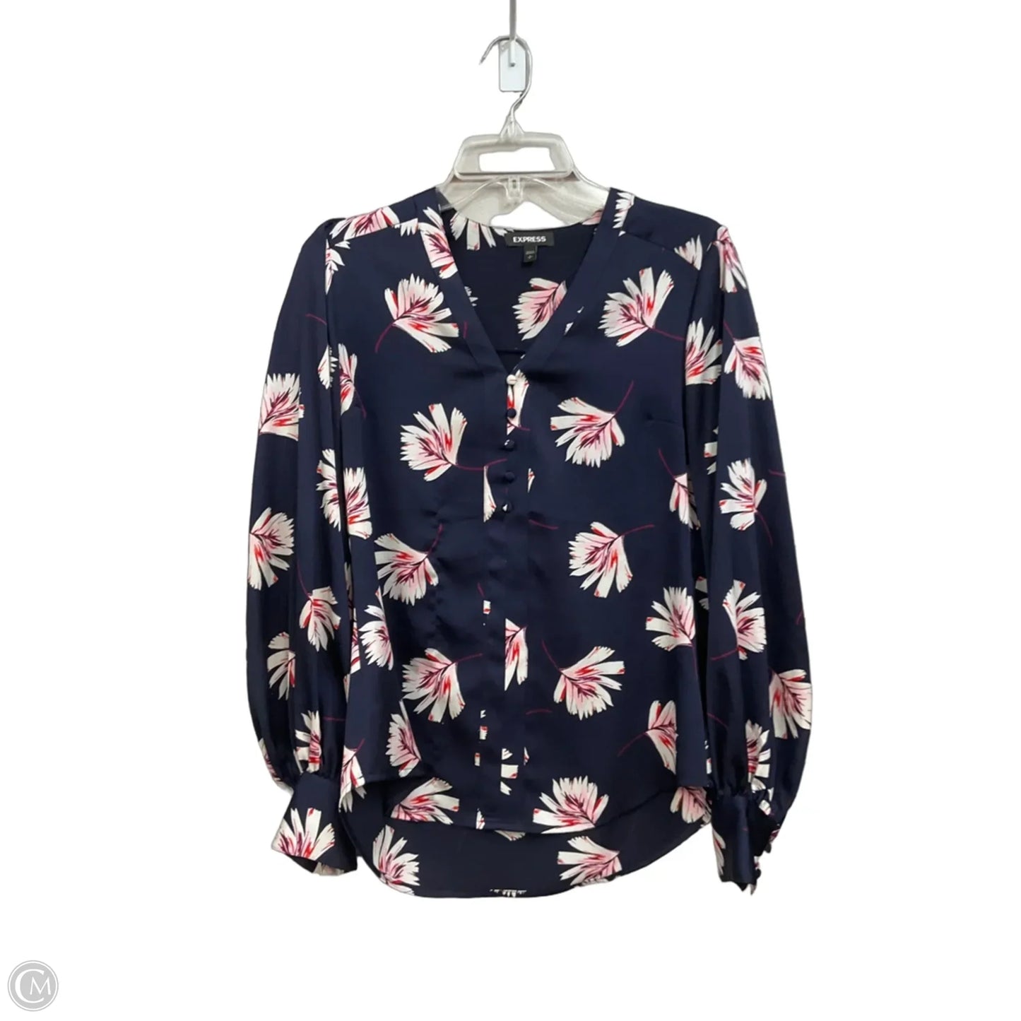Blouse Long Sleeve By Express In Floral Print, Size: S