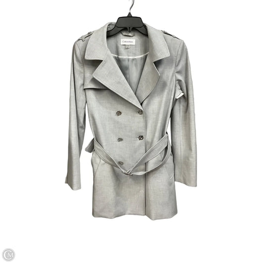 Coat Trench Coat By Calvin Klein In Grey, Size: Xl