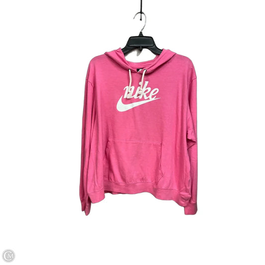 Athletic Top Long Sleeve Hoodie By Nike Apparel In Pink, Size: 2x