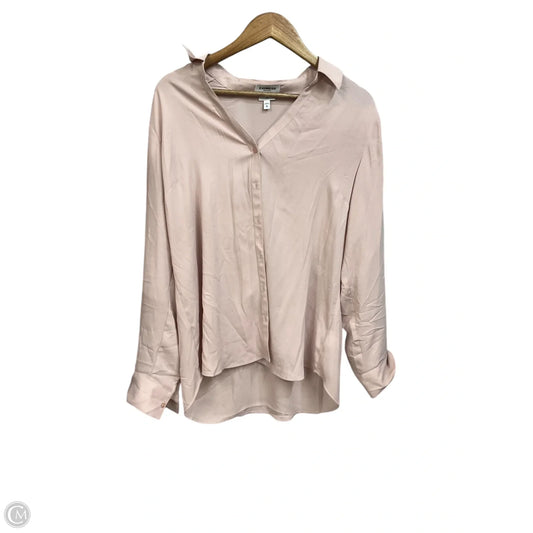 Blouse Long Sleeve By Express In Pink, Size: Xl