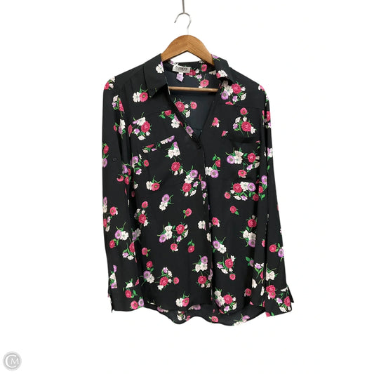 Blouse Long Sleeve By Express In Floral Print, Size: Xl