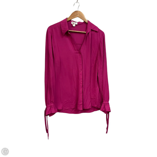 Blouse Long Sleeve By Express In Purple, Size: Xl