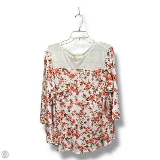 Top 3/4 Sleeve By Bobbie Brooks In Floral Print, Size: 2x