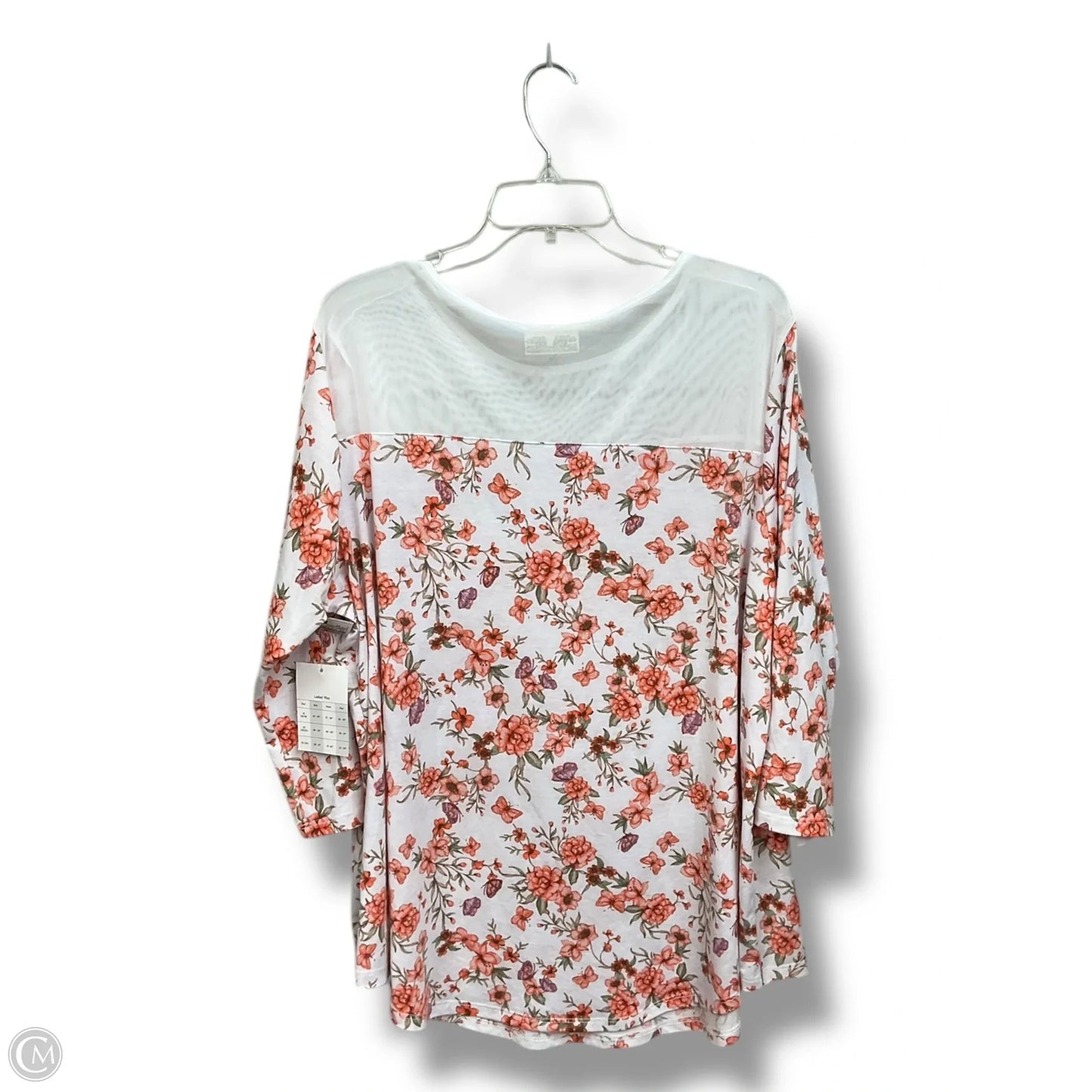 Top 3/4 Sleeve By Bobbie Brooks In Floral Print, Size: 2x