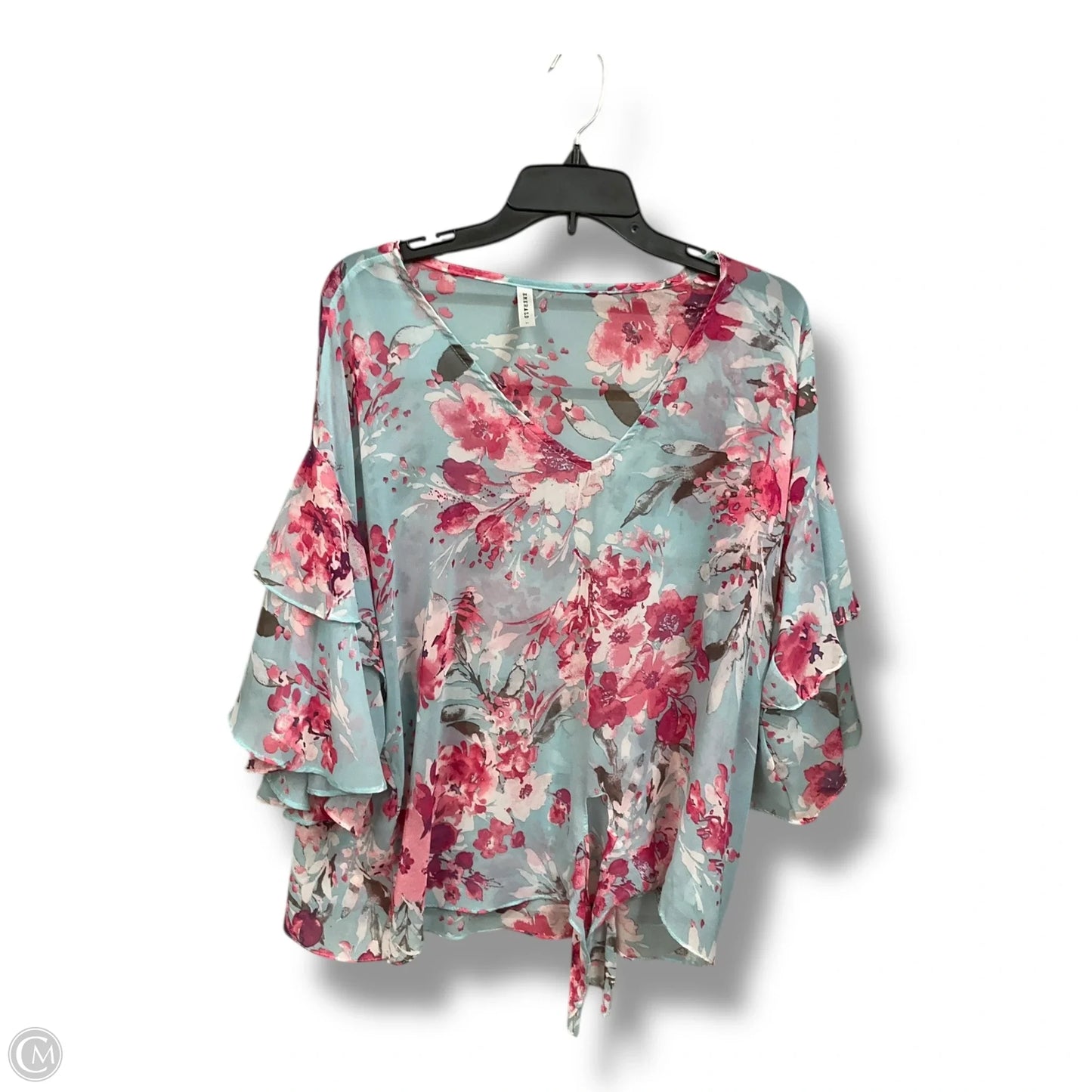 Top Short Sleeve By Emerald In Floral Print, Size: L