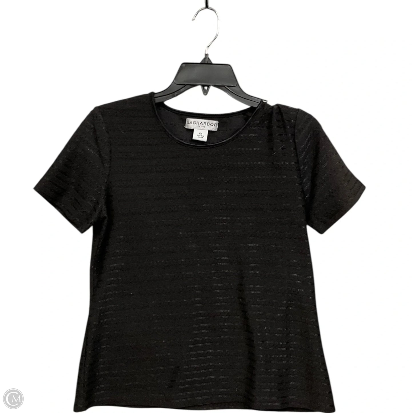 Top Short Sleeve By Sag Harbor In Black, Size: Mp