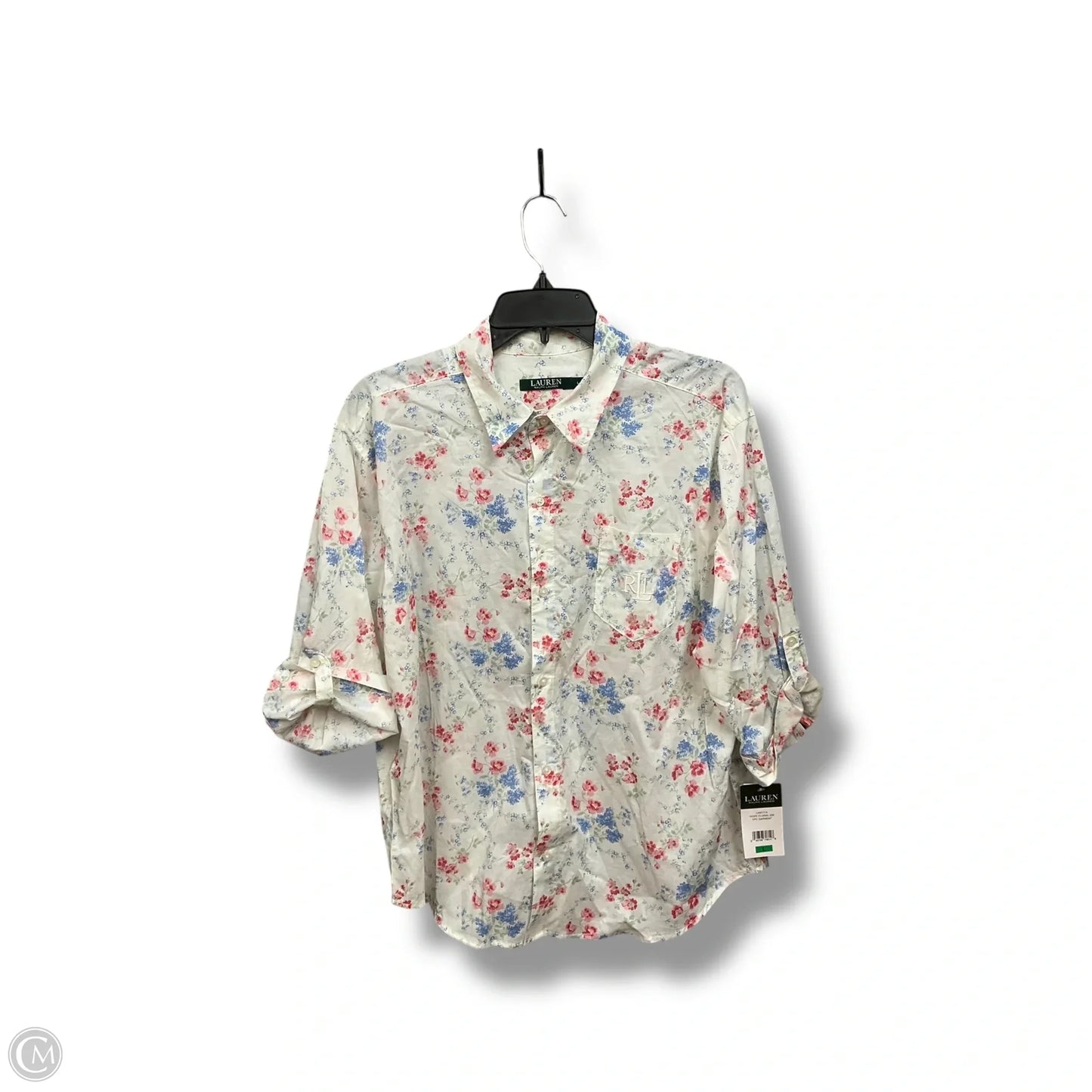 Blouse Long Sleeve By Ralph Lauren In Floral Print, Size: L