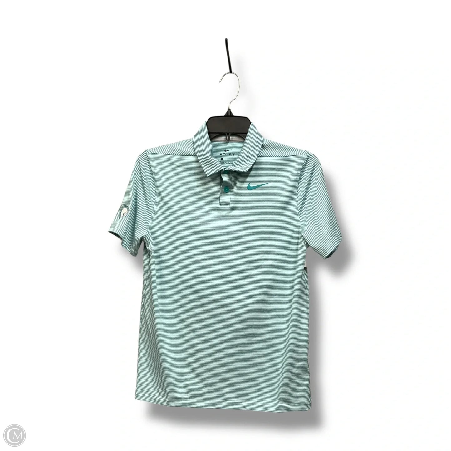 Athletic Top Short Sleeve By Nike Apparel In Striped Pattern, Size: L