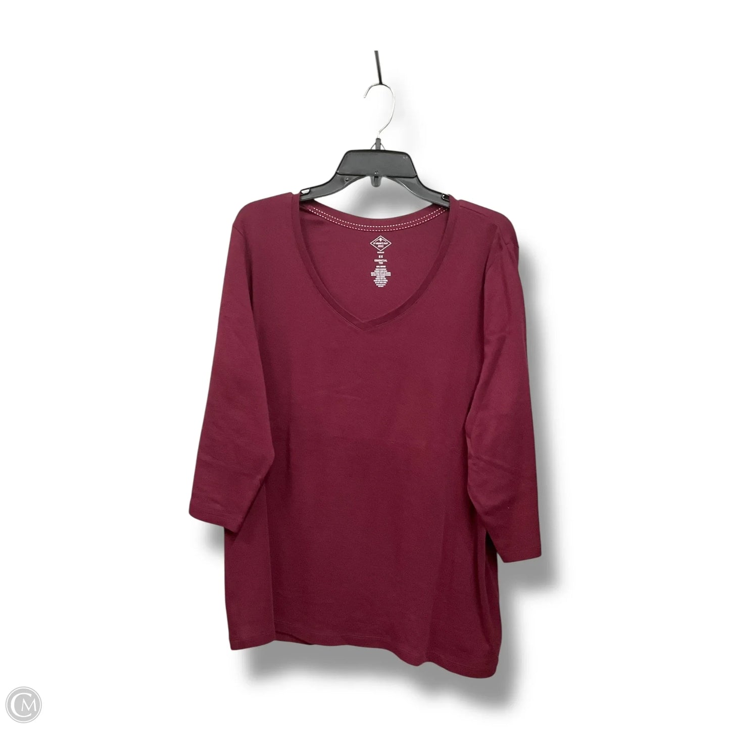 Top 3/4 Sleeve By St Johns Bay In Maroon, Size: 2x