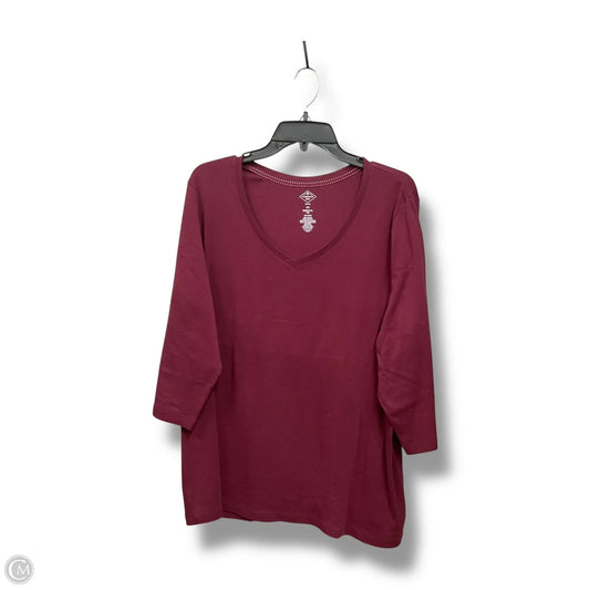 Top 3/4 Sleeve By St Johns Bay In Maroon, Size: 2x