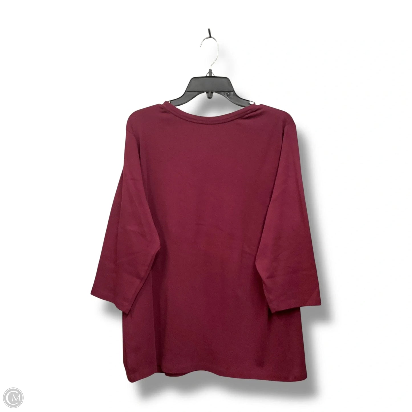 Top 3/4 Sleeve By St Johns Bay In Maroon, Size: 2x