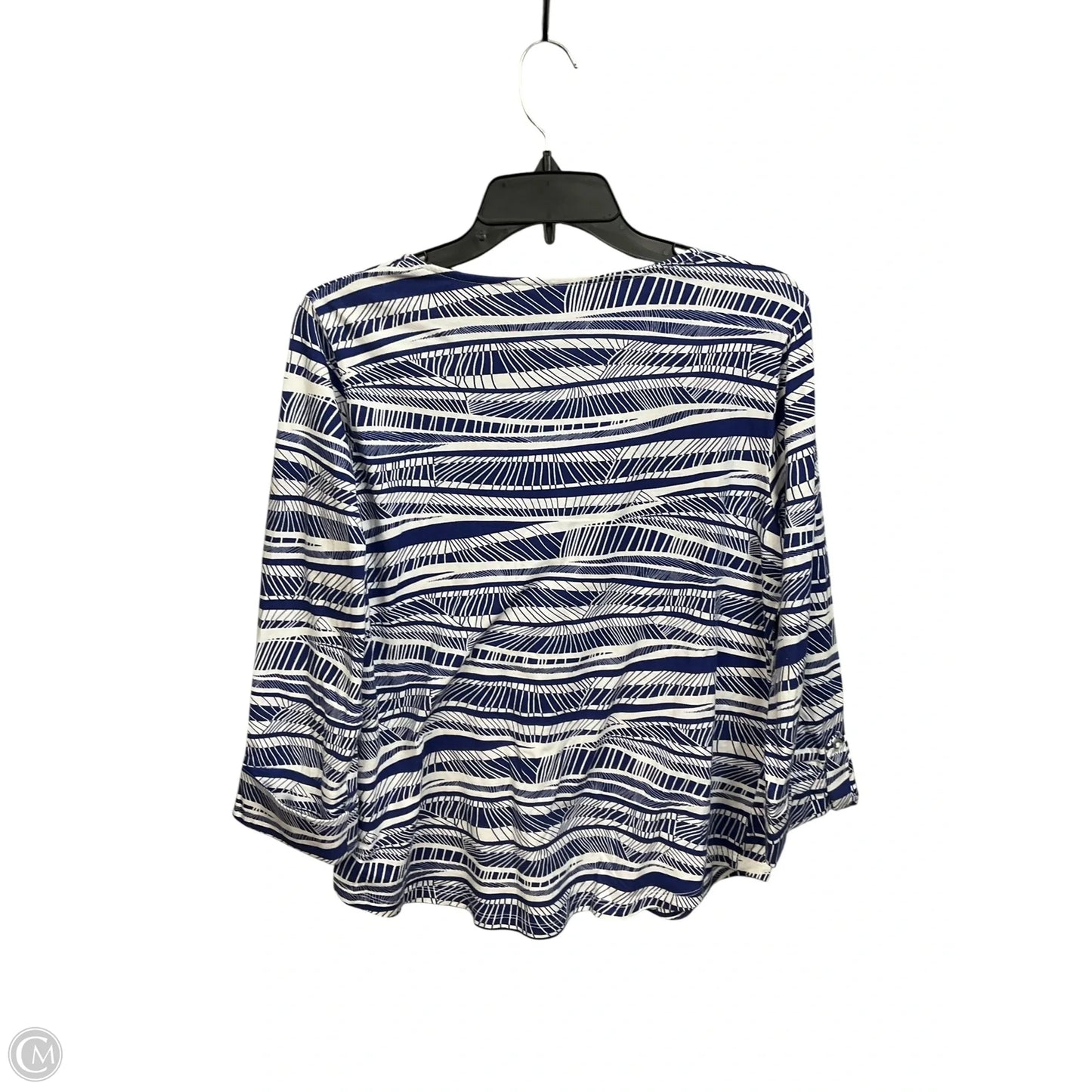 Top 3/4 Sleeve By Chicos In Blue & White, Size: M