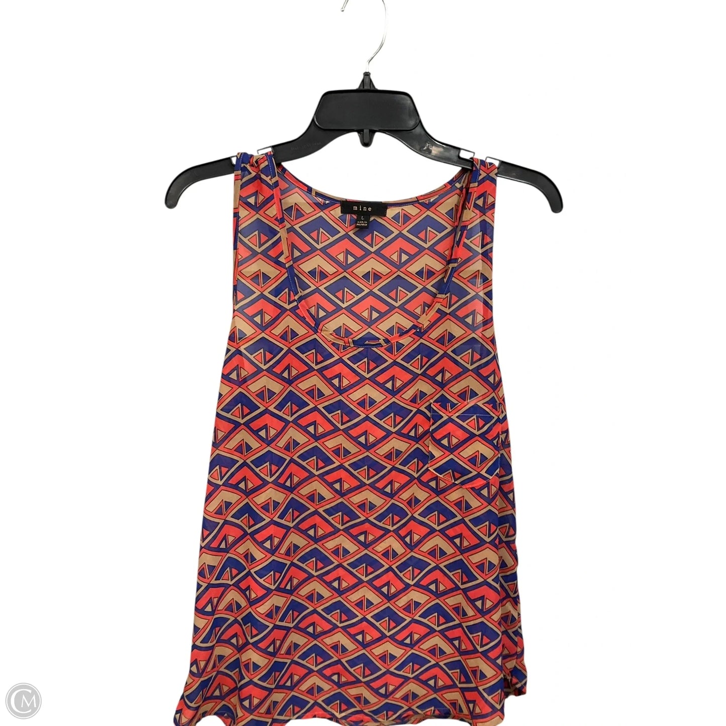 Top Sleeveless By Mine In Geometric Pattern, Size: L