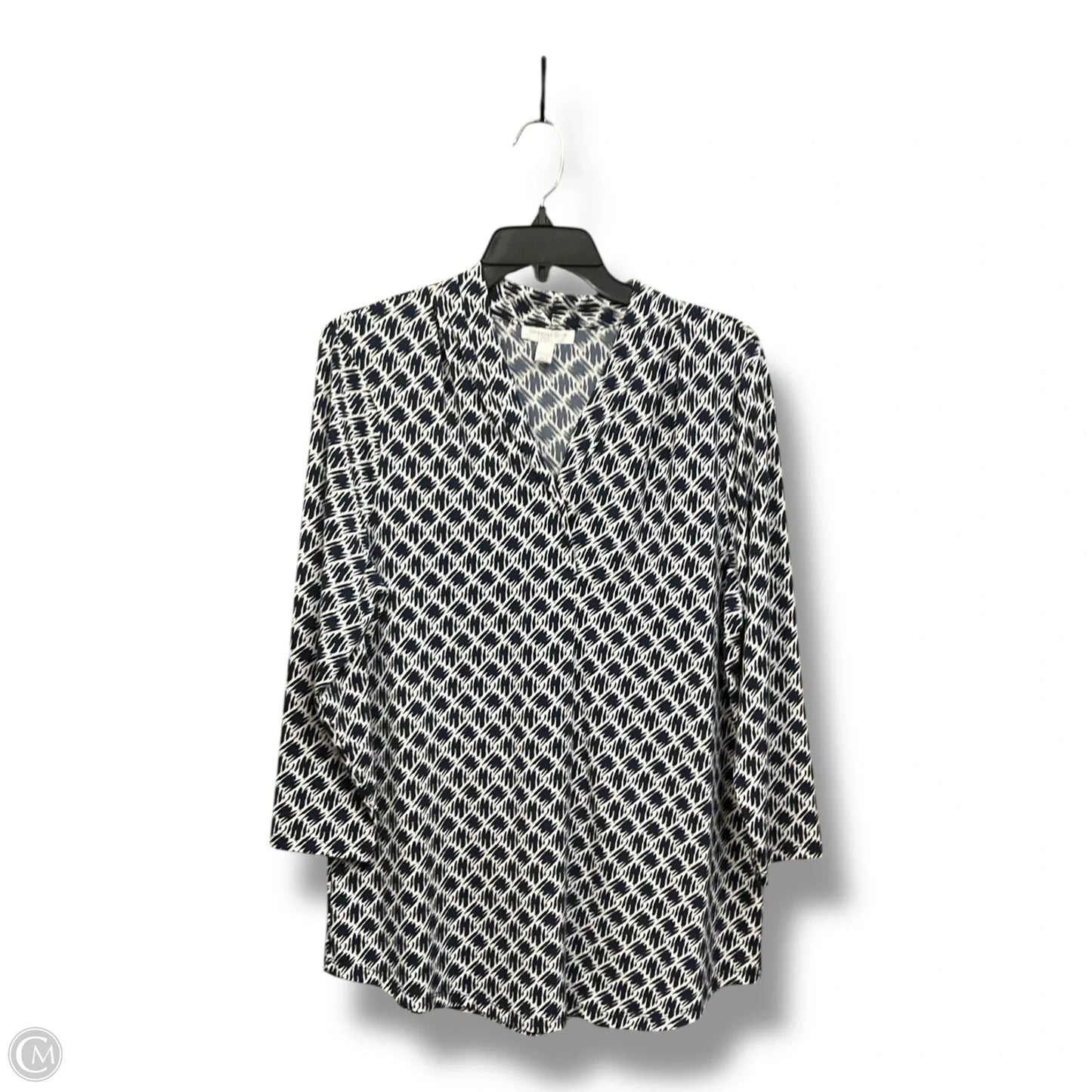 Top Long Sleeve By Charter Club In Blue & White, Size: L