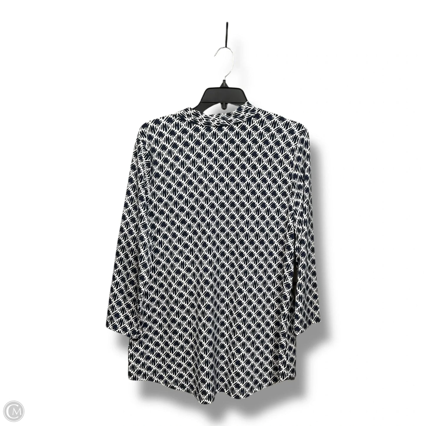 Top Long Sleeve By Charter Club In Blue & White, Size: L