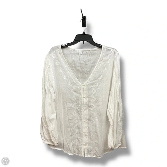 Blouse Long Sleeve By Old Navy In White, Size: L