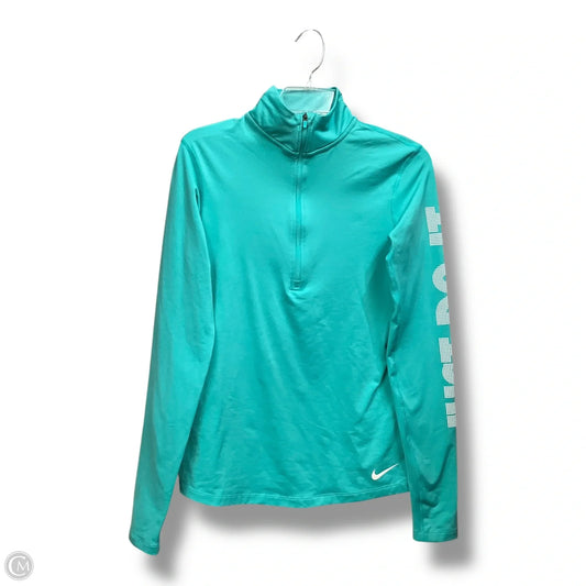 Athletic Top Long Sleeve Collar By Nike Apparel In Aqua, Size: M