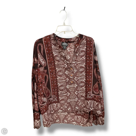 Blouse 3/4 Sleeve By Angie In Paisley Print, Size: L