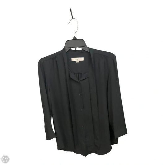 Blouse Long Sleeve By Loft In Black, Size: S