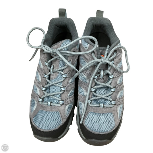 Shoes Hiking By Merrell In Blue & Grey, Size: 8