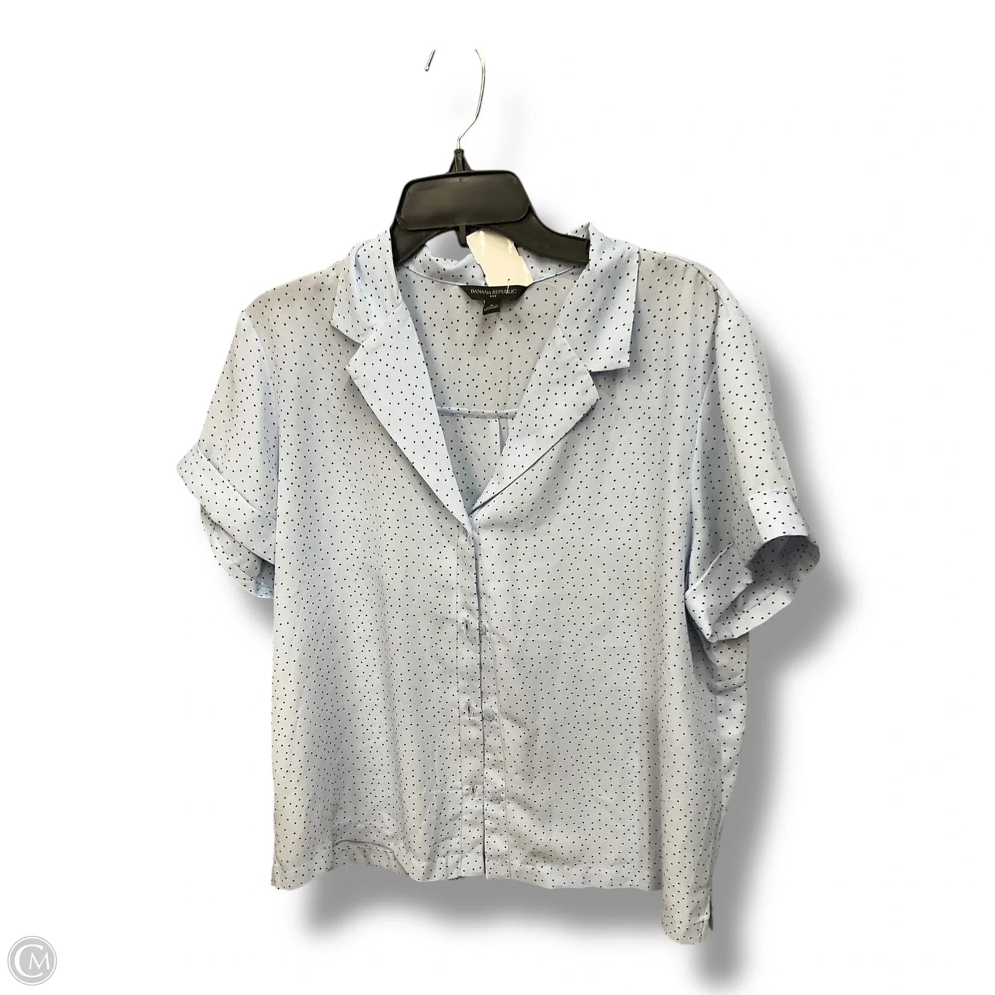 Blouse Short Sleeve By Banana Republic In Polkadot Pattern, Size: L