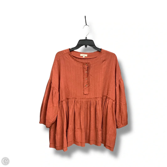 Top 3/4 Sleeve By Easel In Orange, Size: M