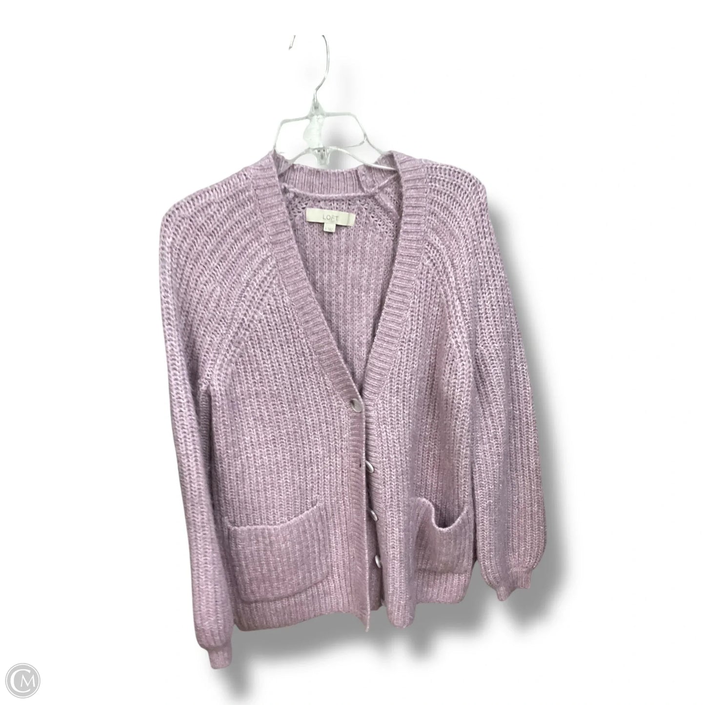 Sweater Cardigan By Loft In Purple, Size: S