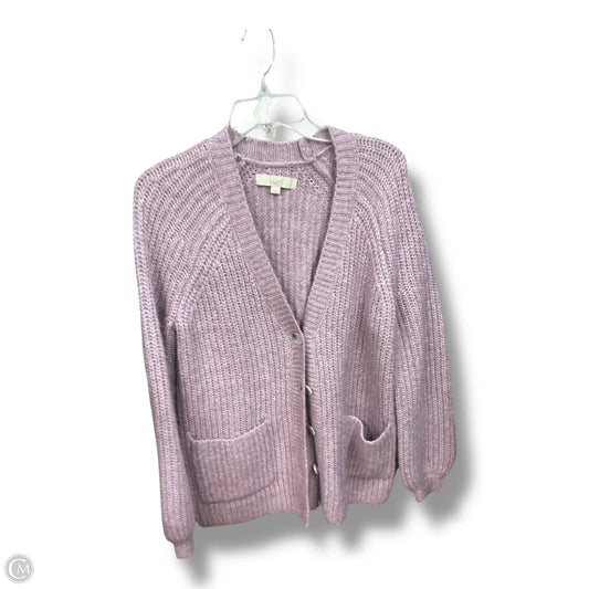 Sweater Cardigan By Loft In Purple, Size: S