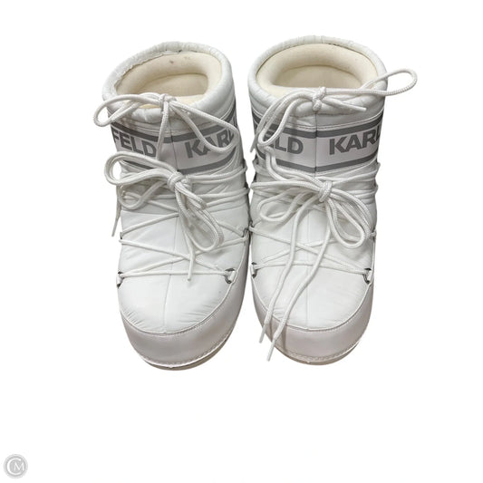 Boots Designer By Karl Lagerfeld In White, Size: 8