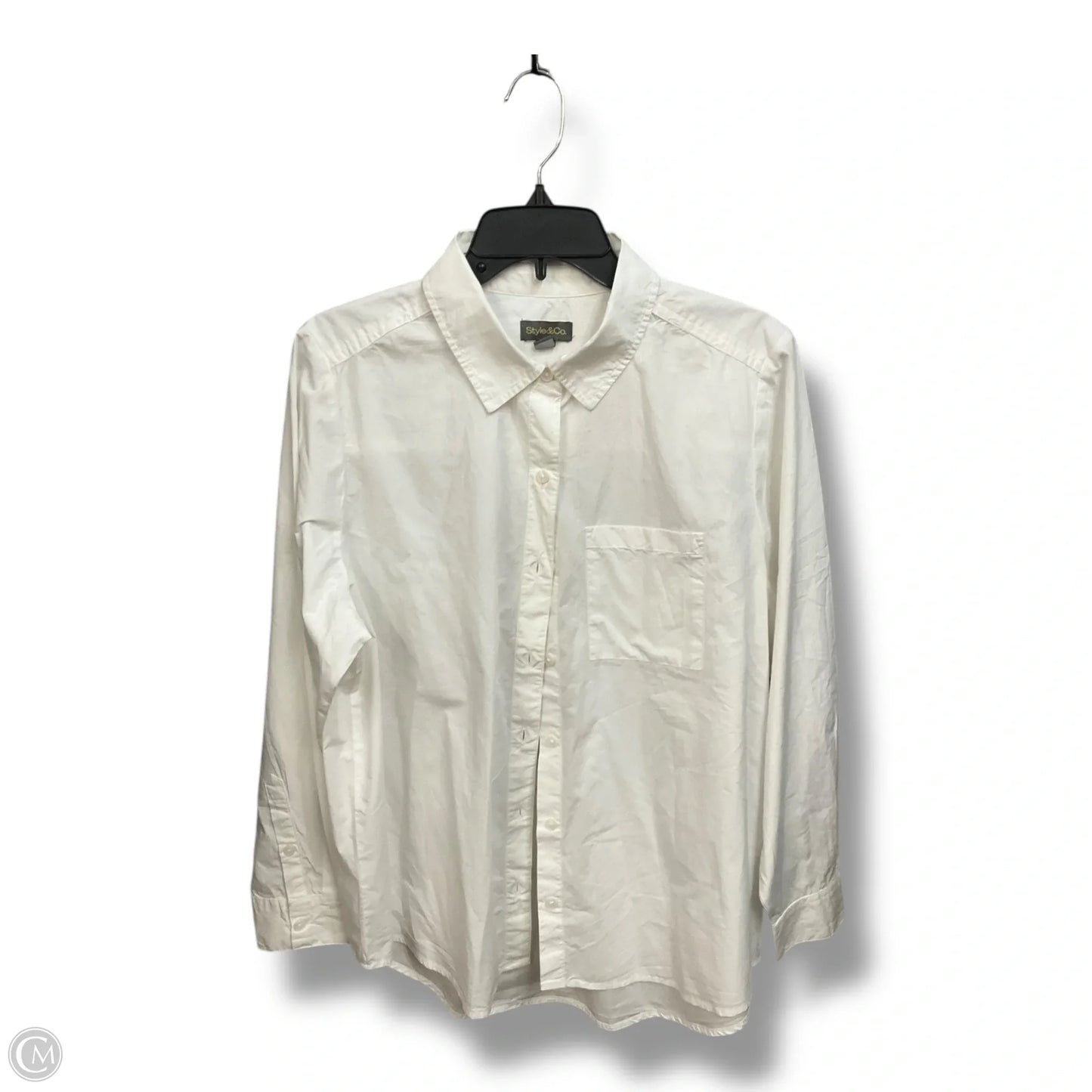 Blouse Long Sleeve By Style And Company In White, Size: 1x