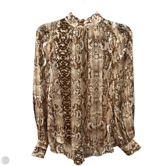 Blouse Long Sleeve By H&m In Snakeskin Print, Size: S