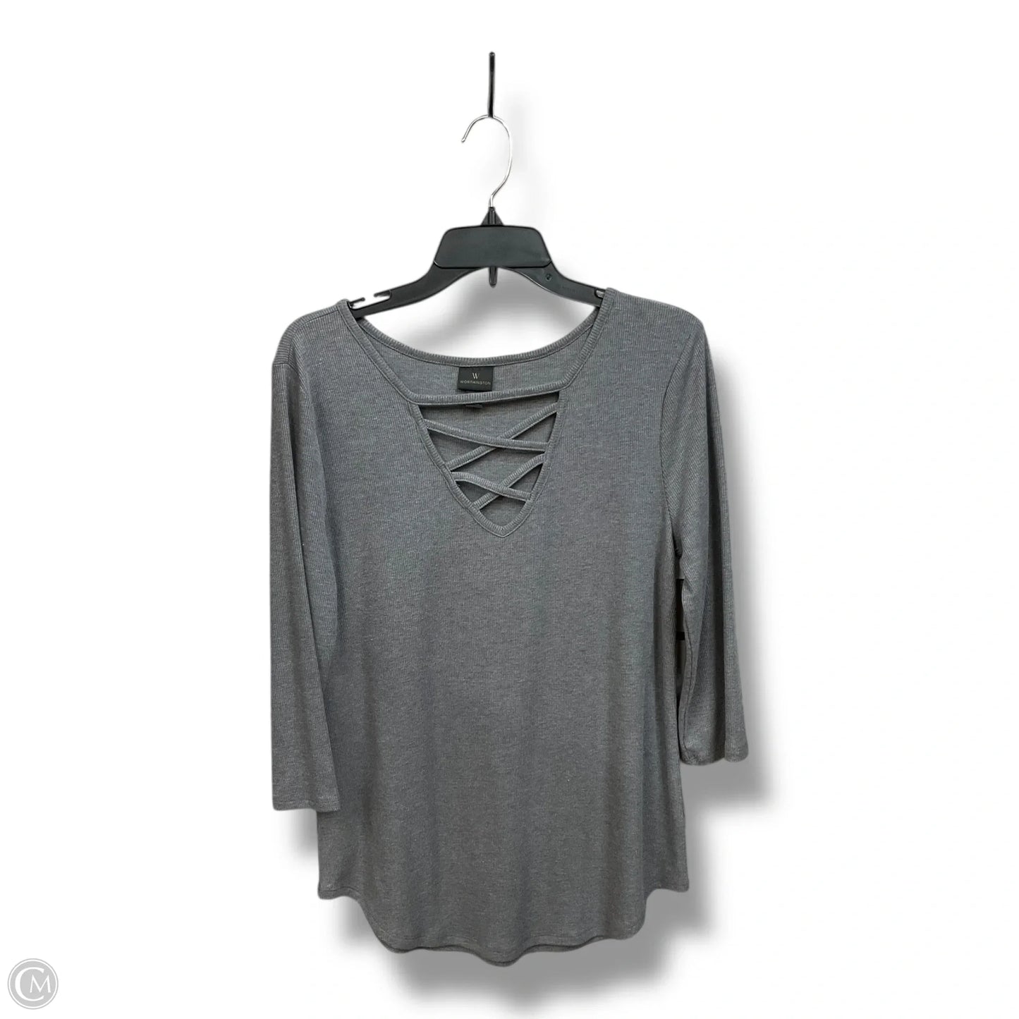 Top 3/4 Sleeve By Worthington In Grey, Size: M