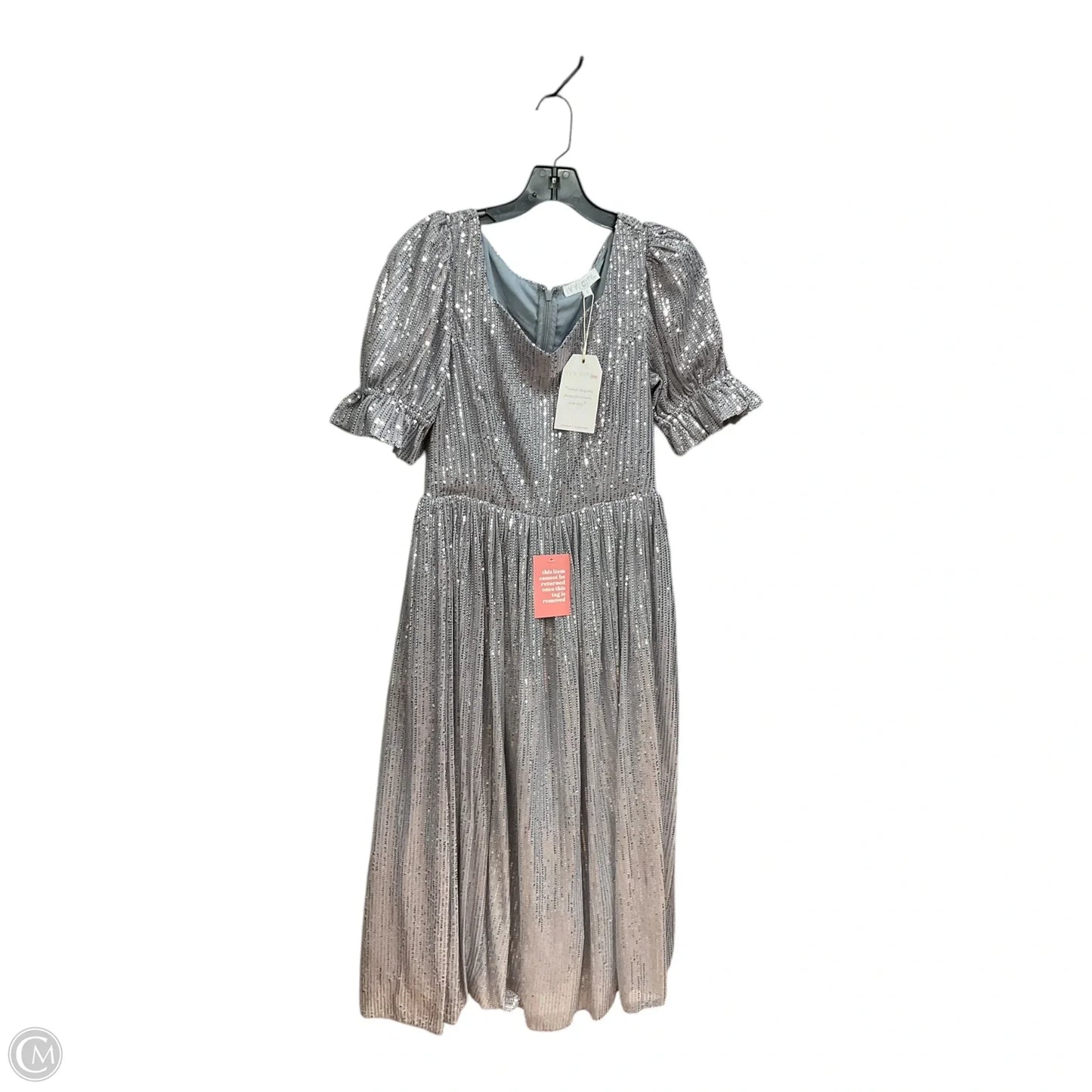 Dress Party Midi By Clothes Mentor In Silver, Size: S