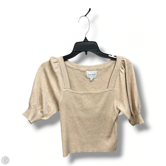 Top Short Sleeve By Pink Rose In Beige, Size: M