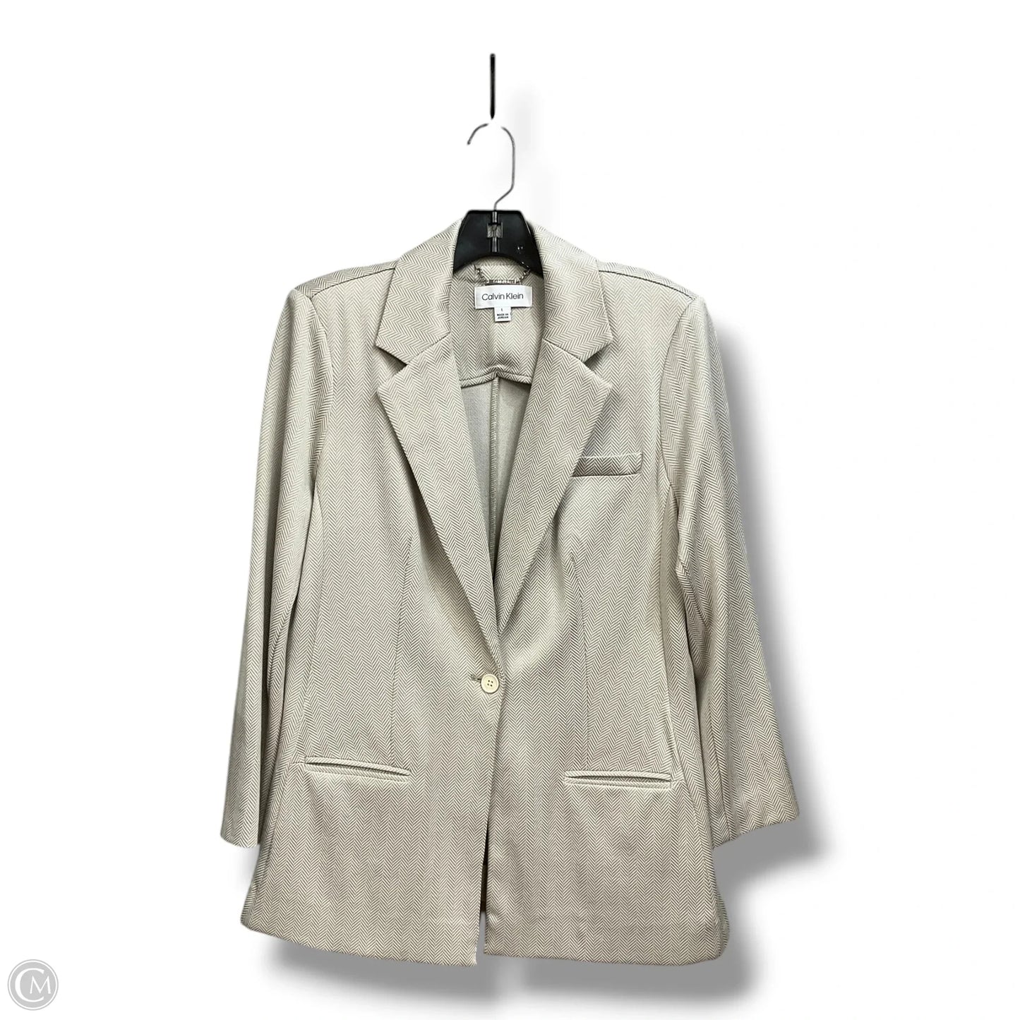 Blazer By Calvin Klein In Beige, Size: L