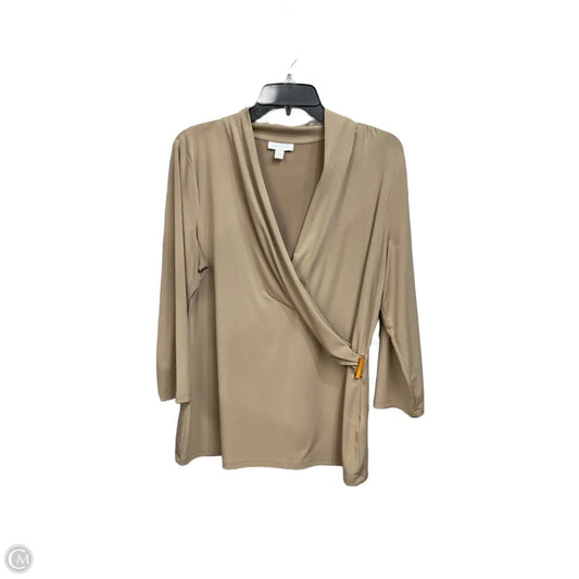 Top Long Sleeve By Charter Club In Tan, Size: L