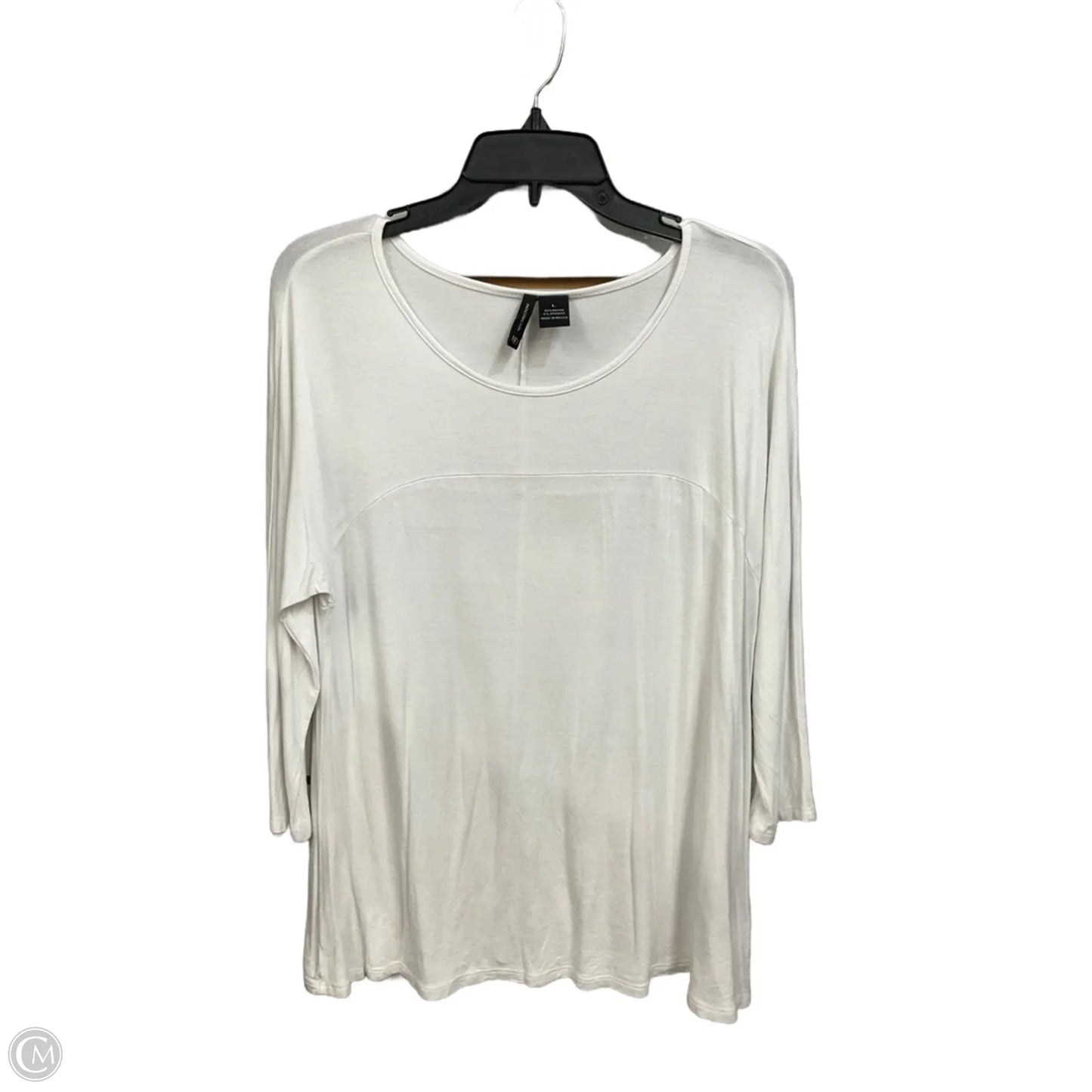 Top 3/4 Sleeve Basic By New Directions In White, Size: L