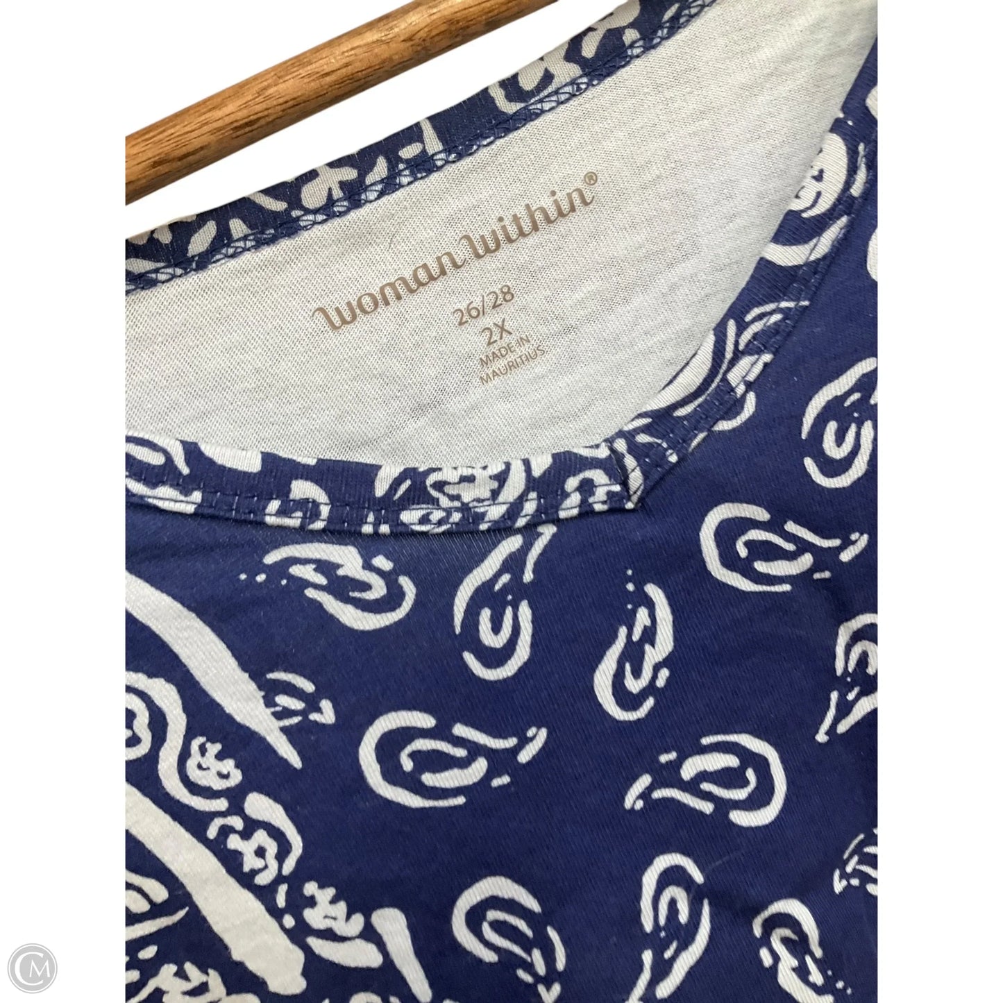 Top 3/4 Sleeve By Woman Within In Navy, Size: 2x