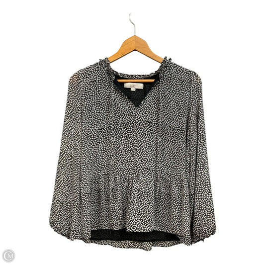 Blouse Long Sleeve By Loft In Black & White, Size: Sp