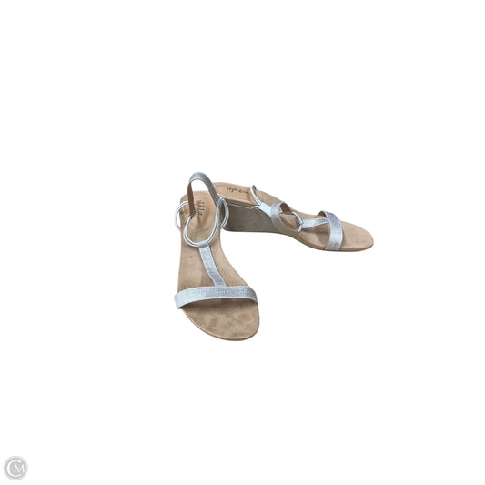 Sandals Heels Wedge By Style And Company In Silver, Size: 10.5