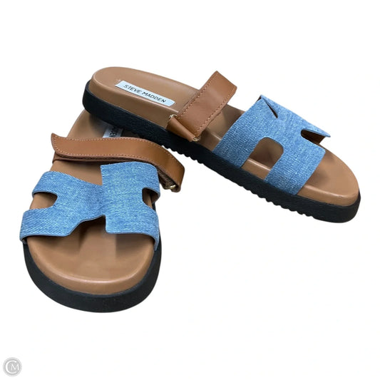 Sandals Flats By Steve Madden In Blue & Brown, Size: 8