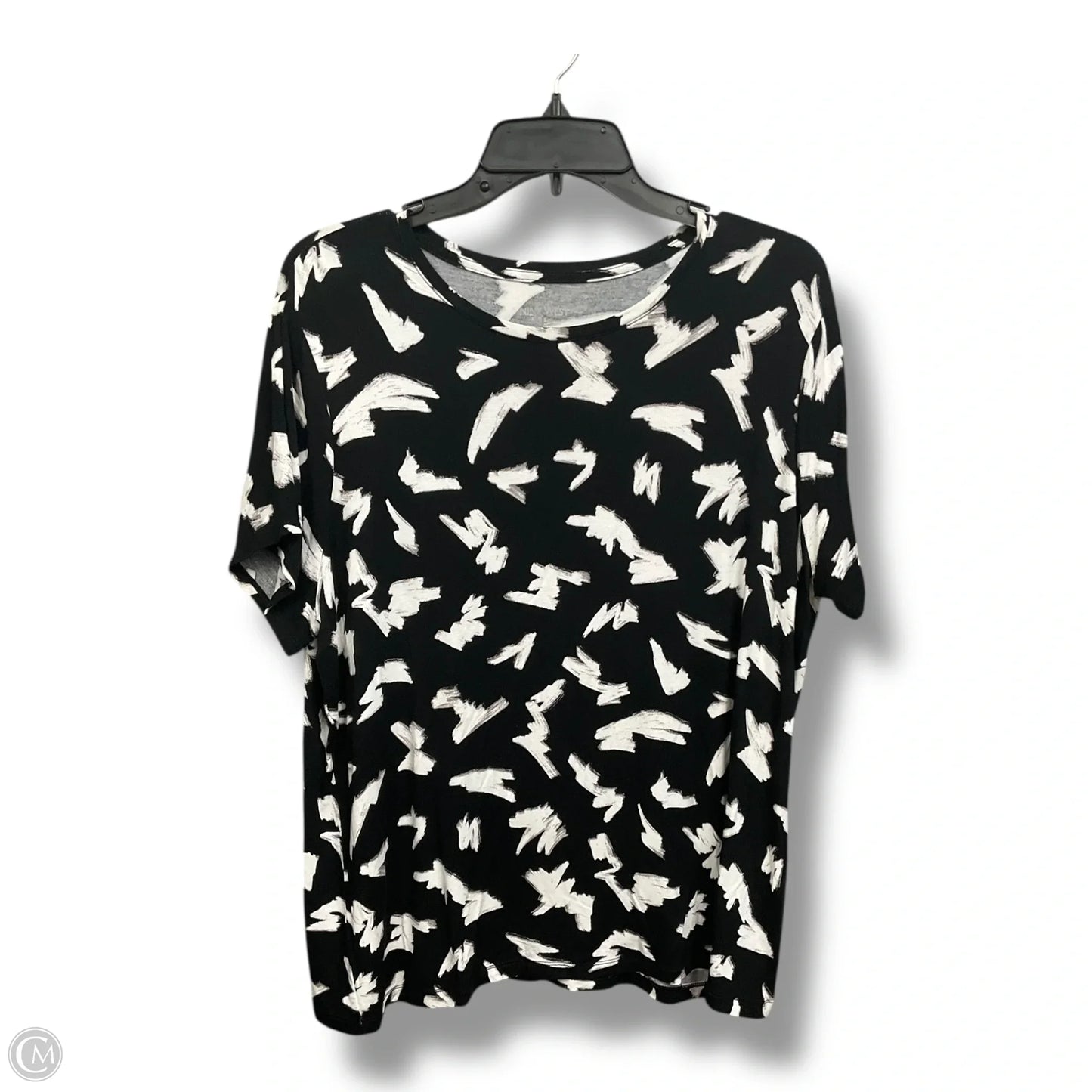 Top Short Sleeve By Nine And Company In Black & White, Size: Xxl